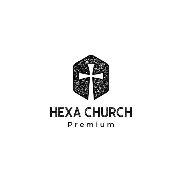 六角形のキリスト教の十字架教会のロゴのテンプレート