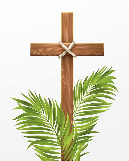 Vector christian cross. congratulations on palm sunday, easter and the resurrection of christ. vector illustration eps10