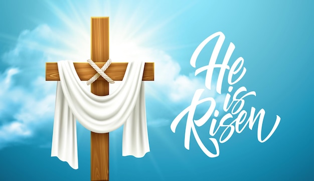 Vector christian cross. congratulations on palm sunday, easter and the resurrection of christ. vector illustration eps10