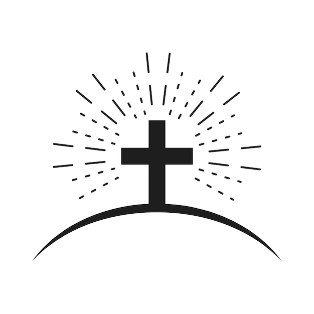 Christian cross icon Black religion symbol Vector illustration