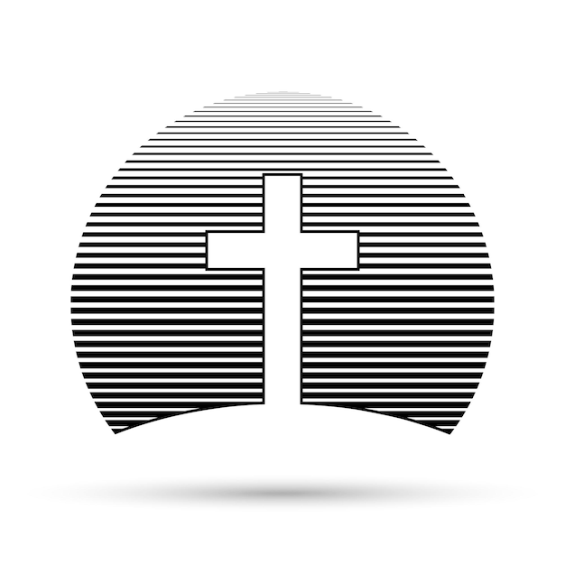 Christian cross icon Black religion symbol Vector illustration