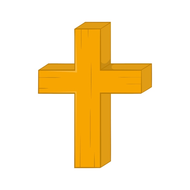 Christian cross icon in cartoon style on a white background