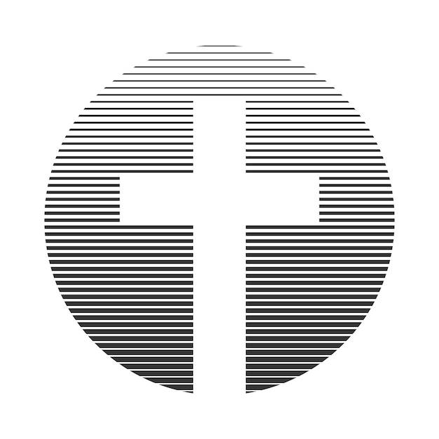 キリスト教の十字架のアイコン。線形のキリスト教のロゴ。ベクトルイラスト。