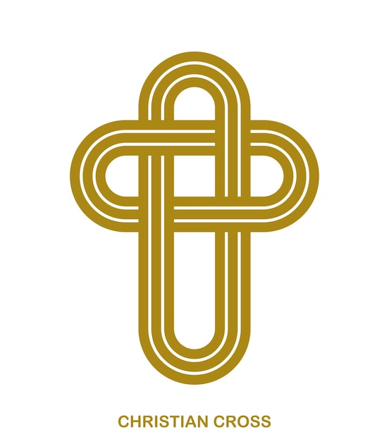 Вектор Христианский крест современный линейный стиль векторный символ изолирован на белой вере и вере современный крест знак иисуса христа полосатый графический дизайн