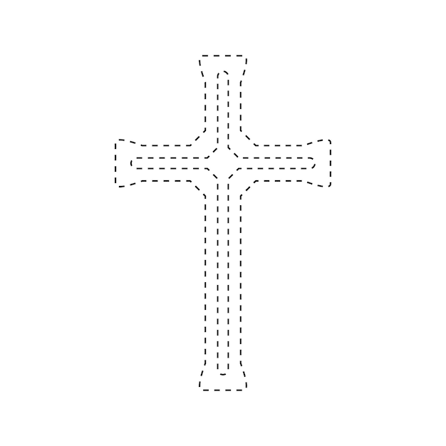 Christian cross tracing werkblad voor kinderen