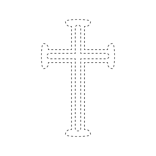 Christian Cross tracing worksheet for kids