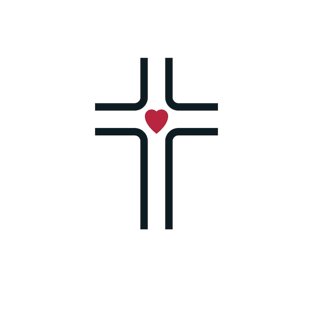 Christian cross vero credo religione vettore simbolo, icona del cristianesimo gesù.