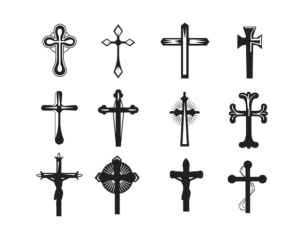 Vector christian cross vector silhouette