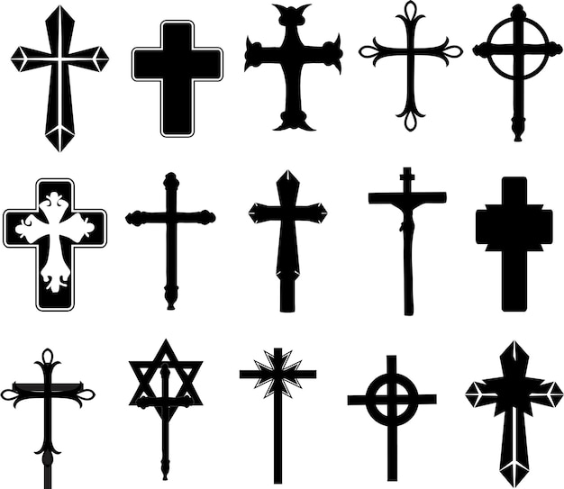 Vector christian crosses vector icon set