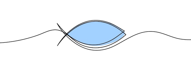 Христианский символ рыбы Иисус икона рыбы религиозный знак Одна непрерывная линия иллюстрации Векторная иллюстрация