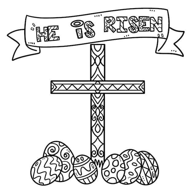 Christian he is risen isolated coloring page