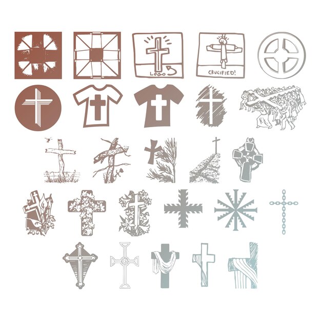 Vector christian icons set items gradient effect photo jpg vector set