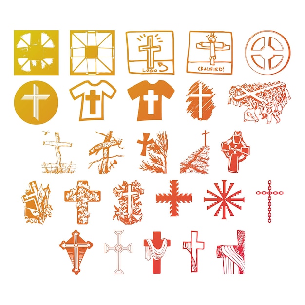 Vector christian icons set items gradient effect photo jpg vector set