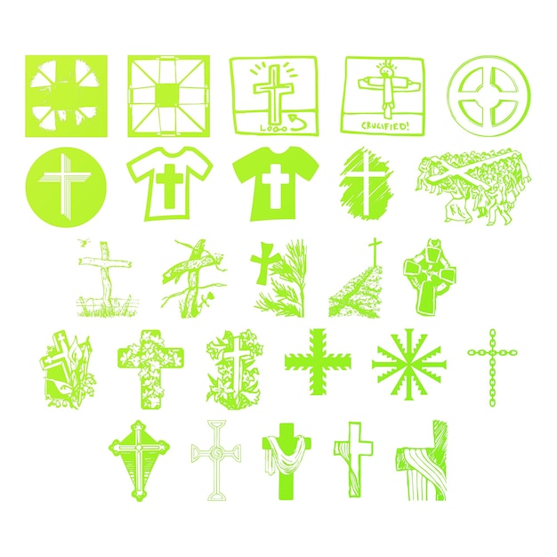 christian icons set items gradient effect photo jpg vector set