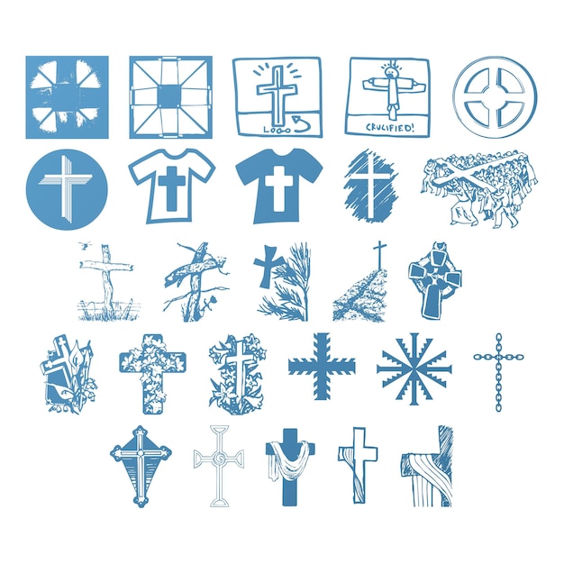 christian icons set items gradient effect photo jpg vector set