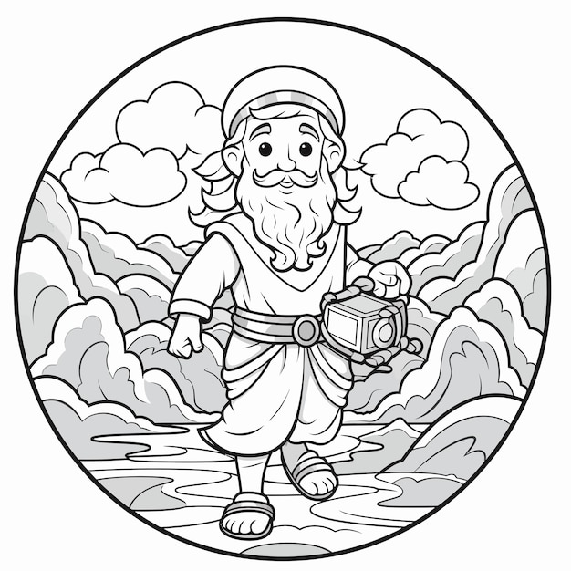 Vettore christian_jesus_preaching_coloring_page_for_kids