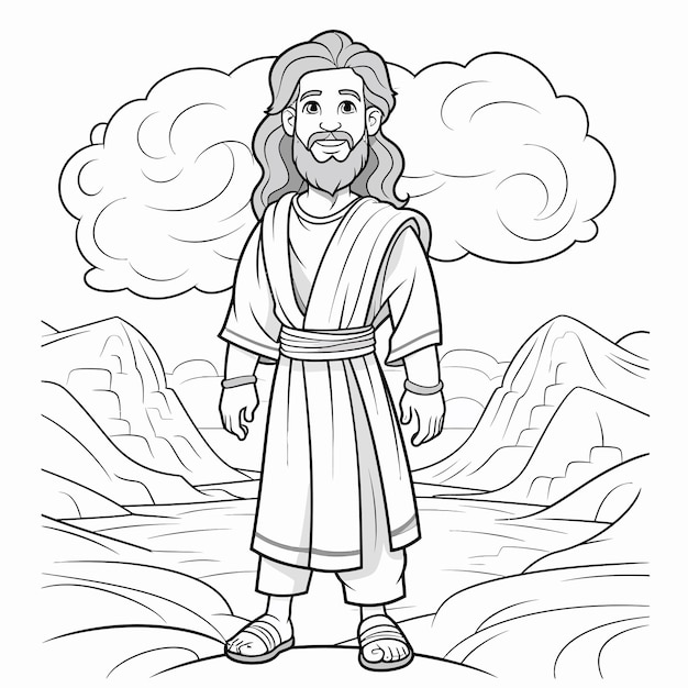 Vector christian_jesus_preaching_coloring_page_for_kids
