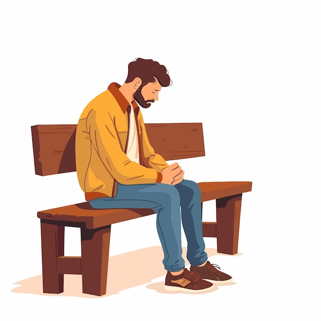 Vector christian_man_sits_and_prays_in_catholic_church