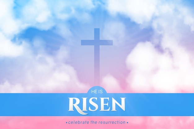 Vector christian religious banner for easter celebration. horizontal banner.