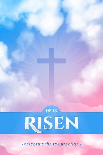 Vector christian religious banner for easter celebration. vertical banner.