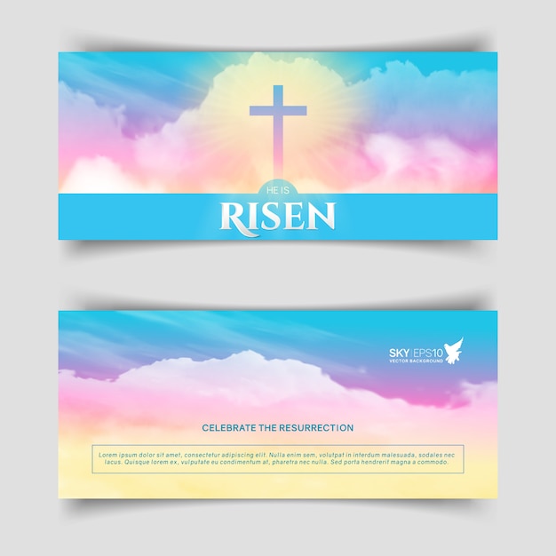 Christian religious design. Narrow horizontal banners.