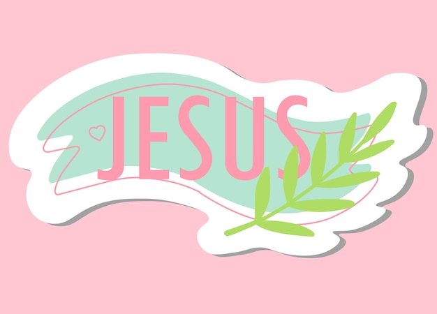 Vector christian sticker jesus sticker easter illustrationpalm sunday