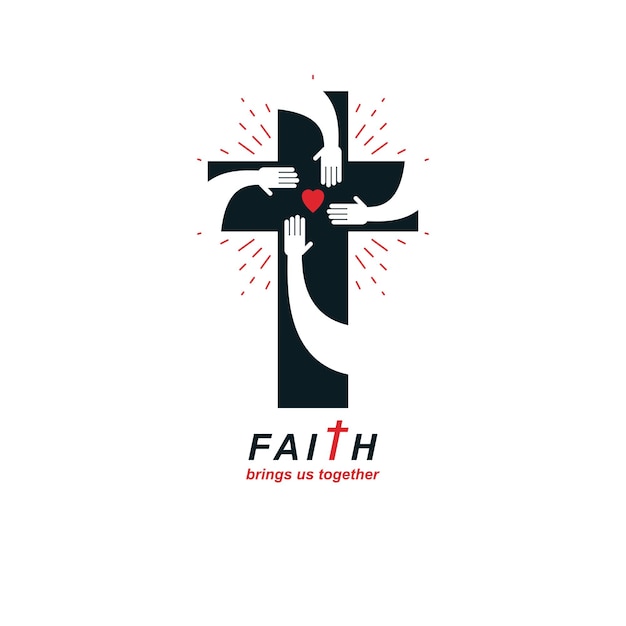 Christianity cross true belief in jesus vector symbol, christian religion icon. faith and religion brings people together.