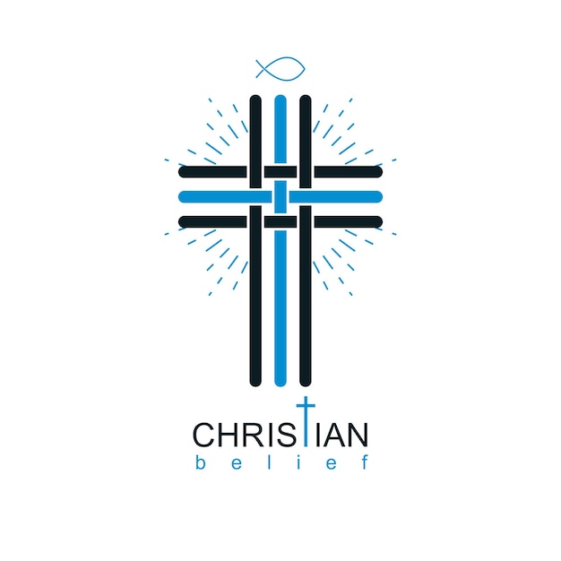 Vector christianity cross true belief in jesus vector symbol, christian religion icon.