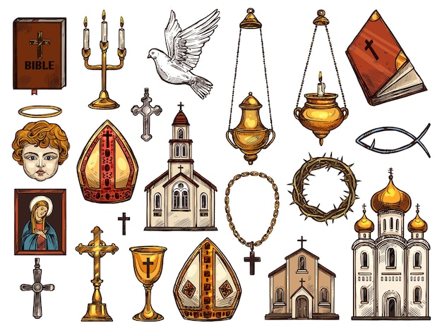 Vector christianity religion orthodox catholic symbols