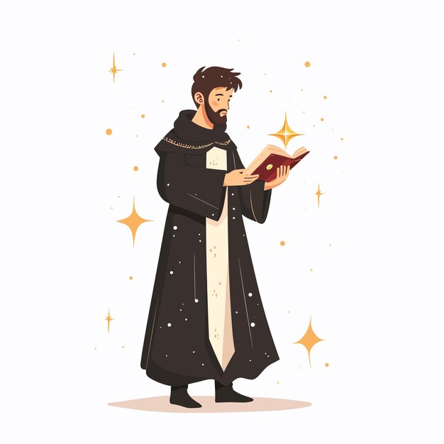 Vector christianity_religion_priest_with_bible_and_star