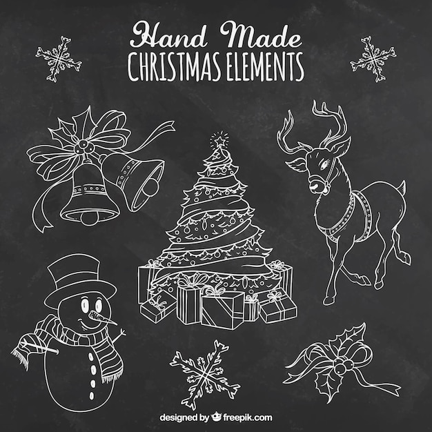 Christman seizoen chalkdrawn elementen