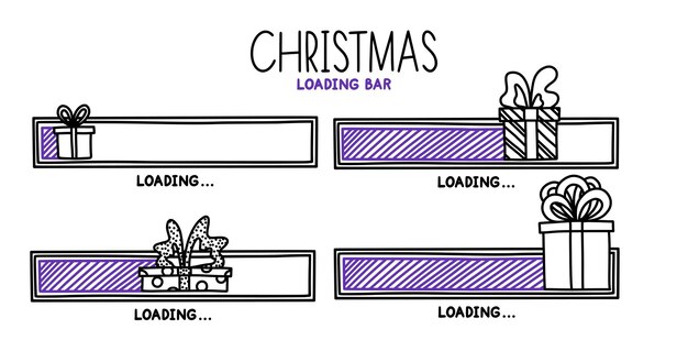 Christmas 2022 progress loading bar Infographics design element with status of completion