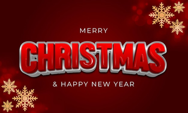 Christmas 3d text effect with red silver color theme background