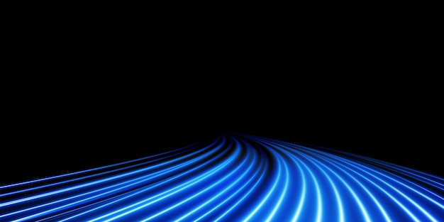 Christmas abstract background of light smooth blue lines Blue lines of speed new 2022