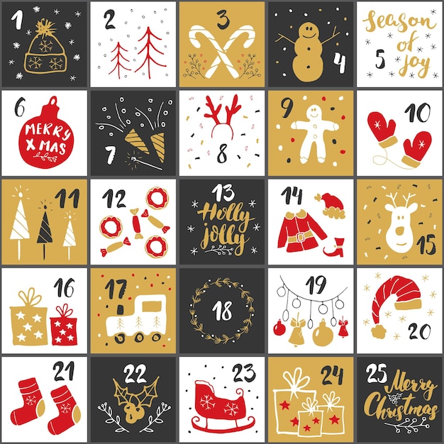 Christmas advent calendar cards design