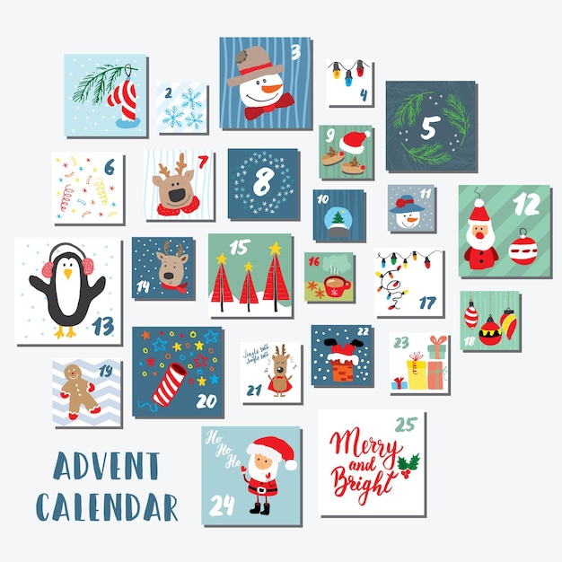 Christmas advent calendar cards design