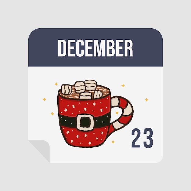 Christmas advent calendar. Countdown to Christmas. December 23st. Vector illustration