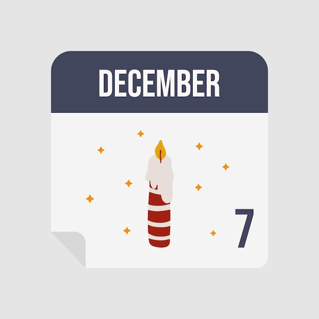 Christmas advent calendar. Countdown to Christmas. December 7st. Vector illustration