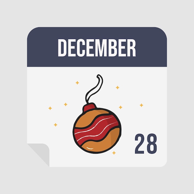 Calendario dell'avvento natalizio. conto alla rovescia per natale. decorazione della sfera dell'illustrazione di vettore