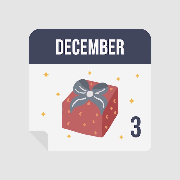 Рождественский адвент-календарь. 3 декабря. Векторная иллюстрация