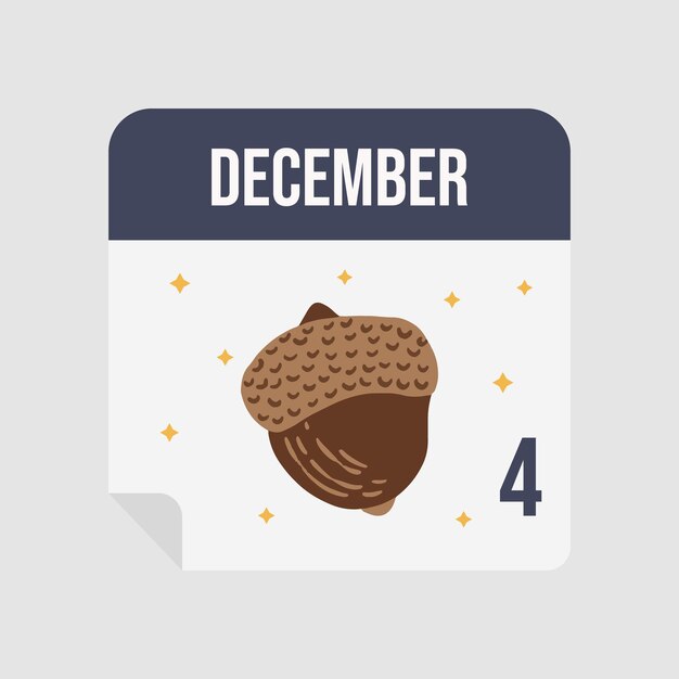 Vector christmas advent calendar.  december 4st. vector illustration