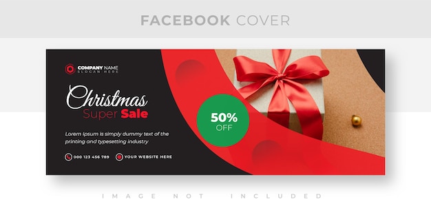 Рождественская реклама и дисконтный дизайн обложки facebook