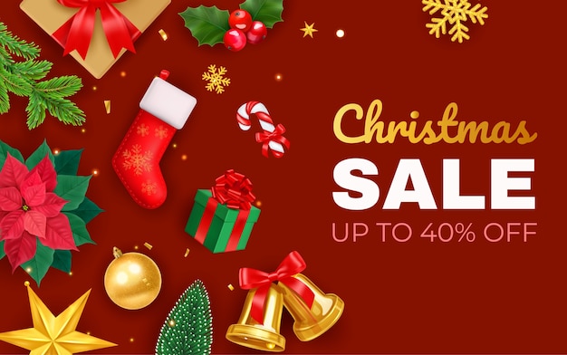 Vector christmas advertising composition in realistic style