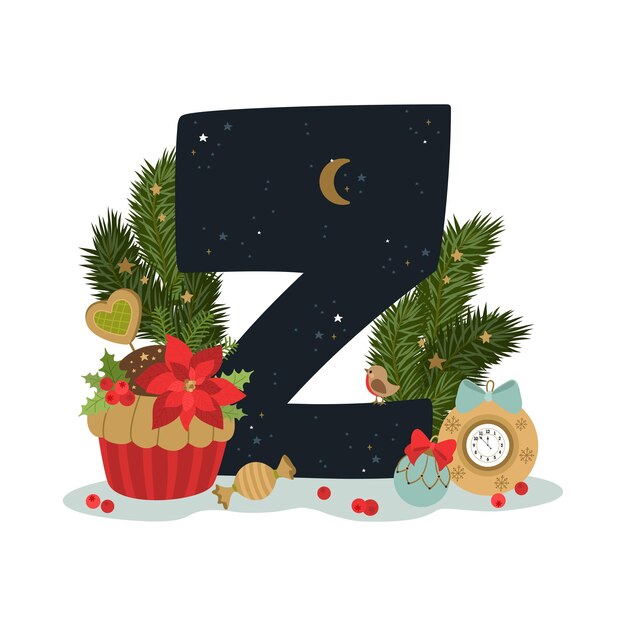 Vector christmas alphabet. the letter 