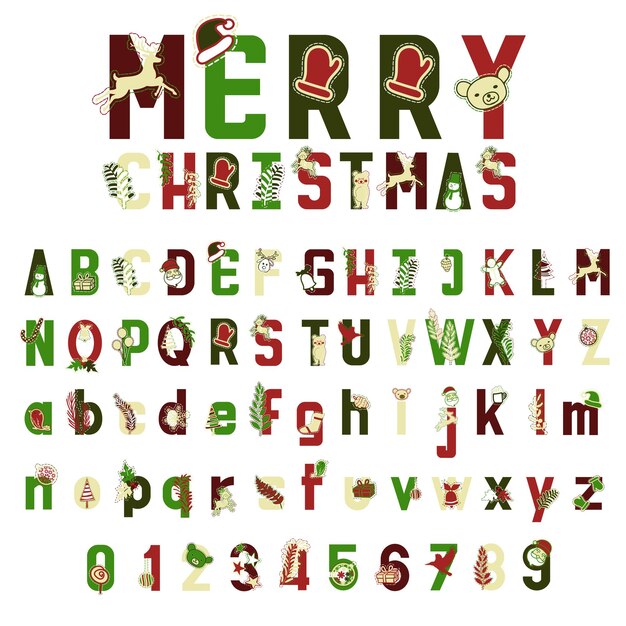 Christmas alphabet vector