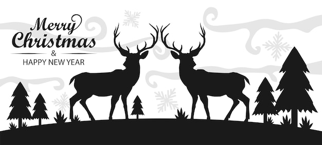 Вектор Рождество и новый год приветствие баннер фон зимний пейзаж дизайн украшения