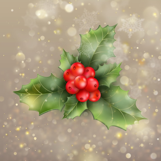 Вектор Рождественская и новогодняя открытка с ягодами. а также включает в себя