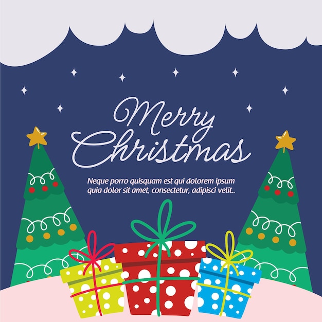 벡터 소셜 미디어 포스트에 대한 크리스마스 및 새해 인사 카드