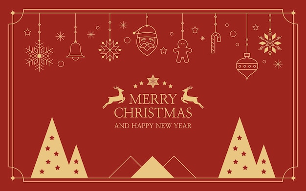 ベクトル クリスマスと新年のライン背景のベクトル画像