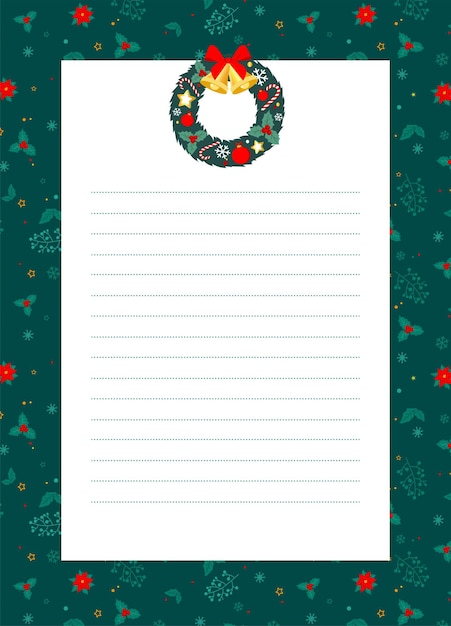 Рождественский и новогодний шаблон для поздравительных открыток или заметок